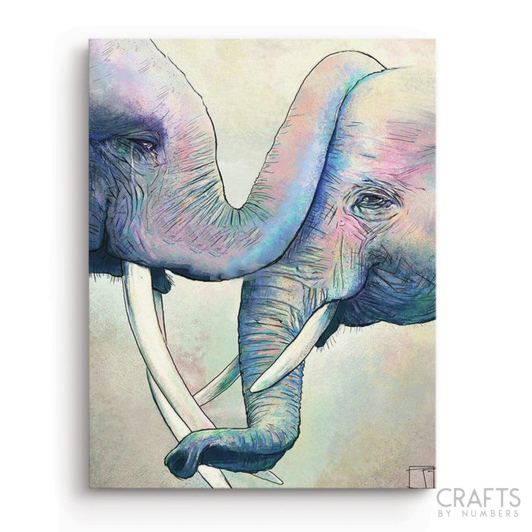 Art Elephants In Love - Crafty By Numbers - Paint by Numbers - Paint by Numbers for Adults - Painting - Canvas - Custom Paint by Numbers