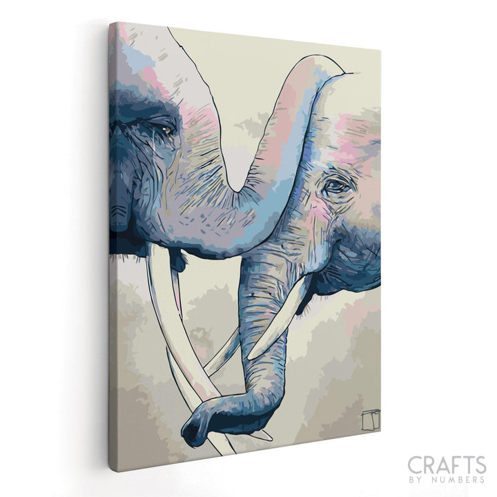 Art Elephants In Love - Crafty By Numbers - Paint by Numbers - Paint by Numbers for Adults - Painting - Canvas - Custom Paint by Numbers