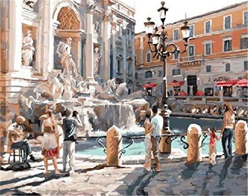 Trevi Fountain numbered canvas before painting