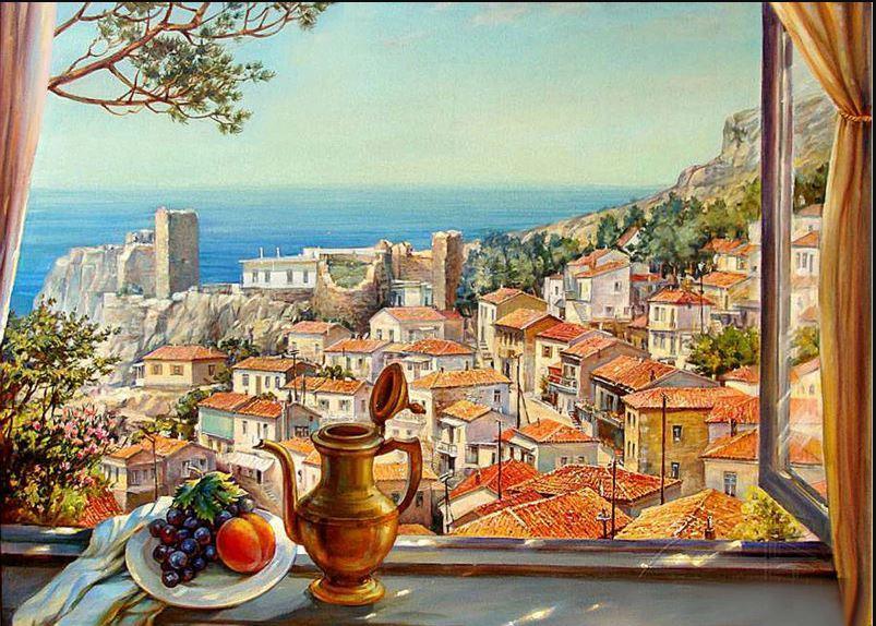 Artistic Village numbered canvas ready for painting