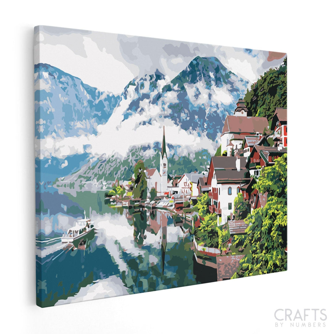 Austrian Alps Town - Crafty By Numbers - Paint by Numbers - Paint by Numbers for Adults - Painting - Canvas - Custom Paint by Numbers