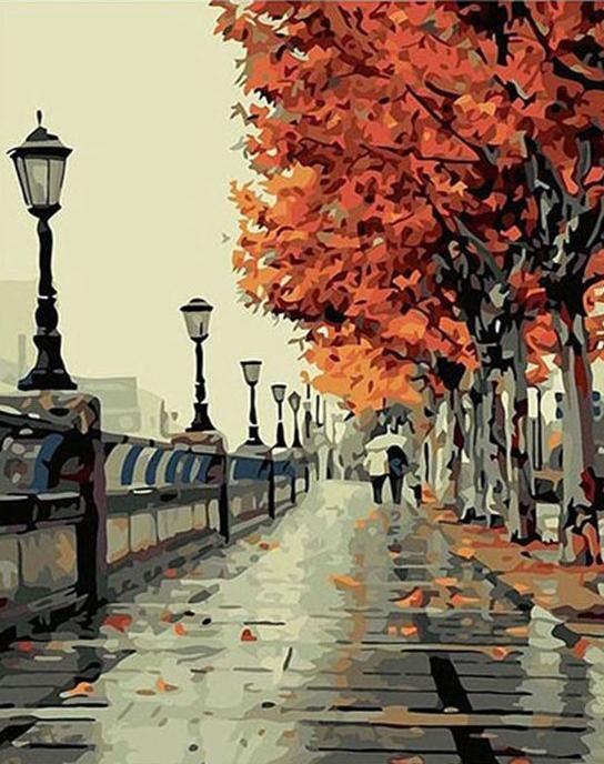 Paseo de otoño - Crafty By Numbers - Pintura por números - Pintura por números para adultos - Pintura - Lienzo - Pintura personalizada por números