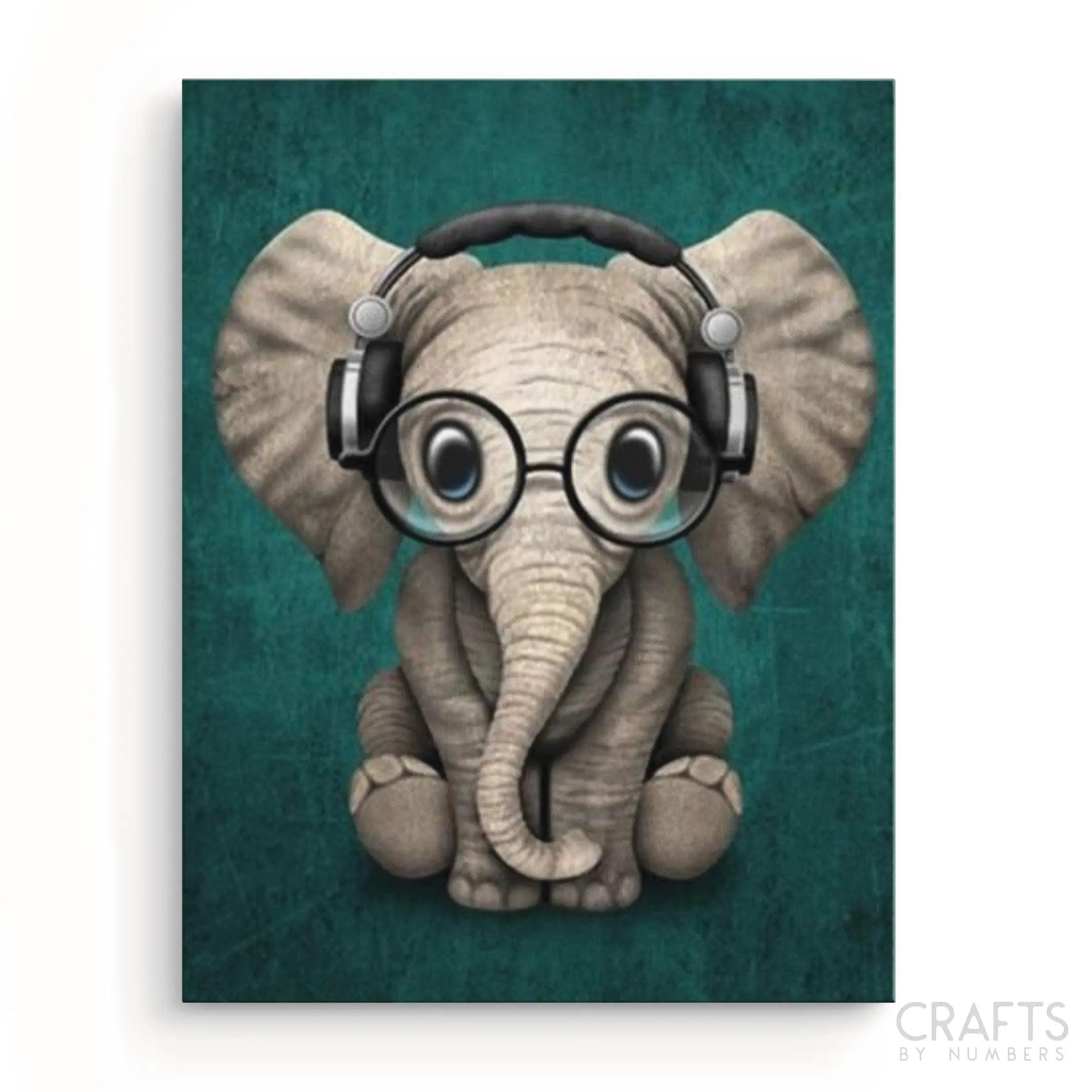 Baby Elephant With Headphones | Crafty by Numbers – Crafty By Numbers