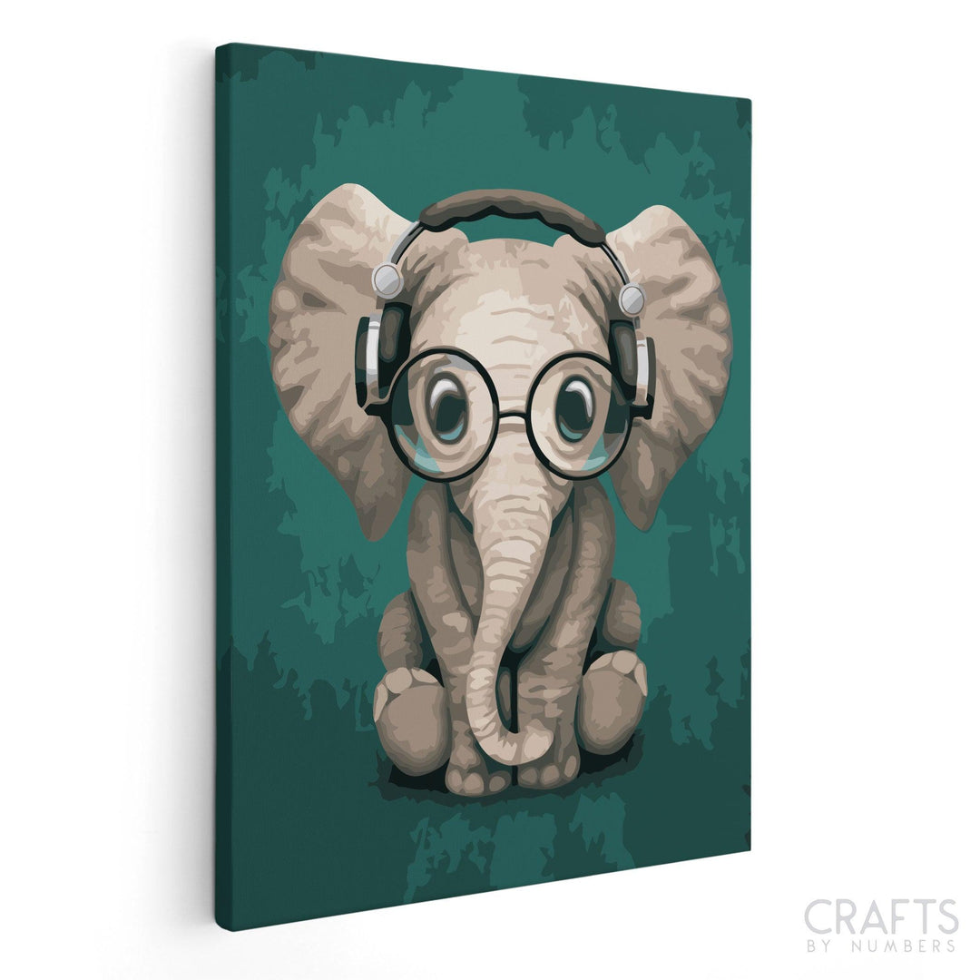 Baby Elephant With Headphones - Crafty By Numbers - Paint by Numbers - Paint by Numbers for Adults - Painting - Canvas - Custom Paint by Numbers