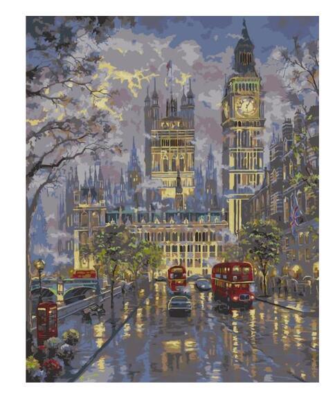 Big Ben Street View - Crafty By Numbers - Paint by Numbers - Paint by Numbers for Adults - Painting - Canvas - Custom Paint by Numbers