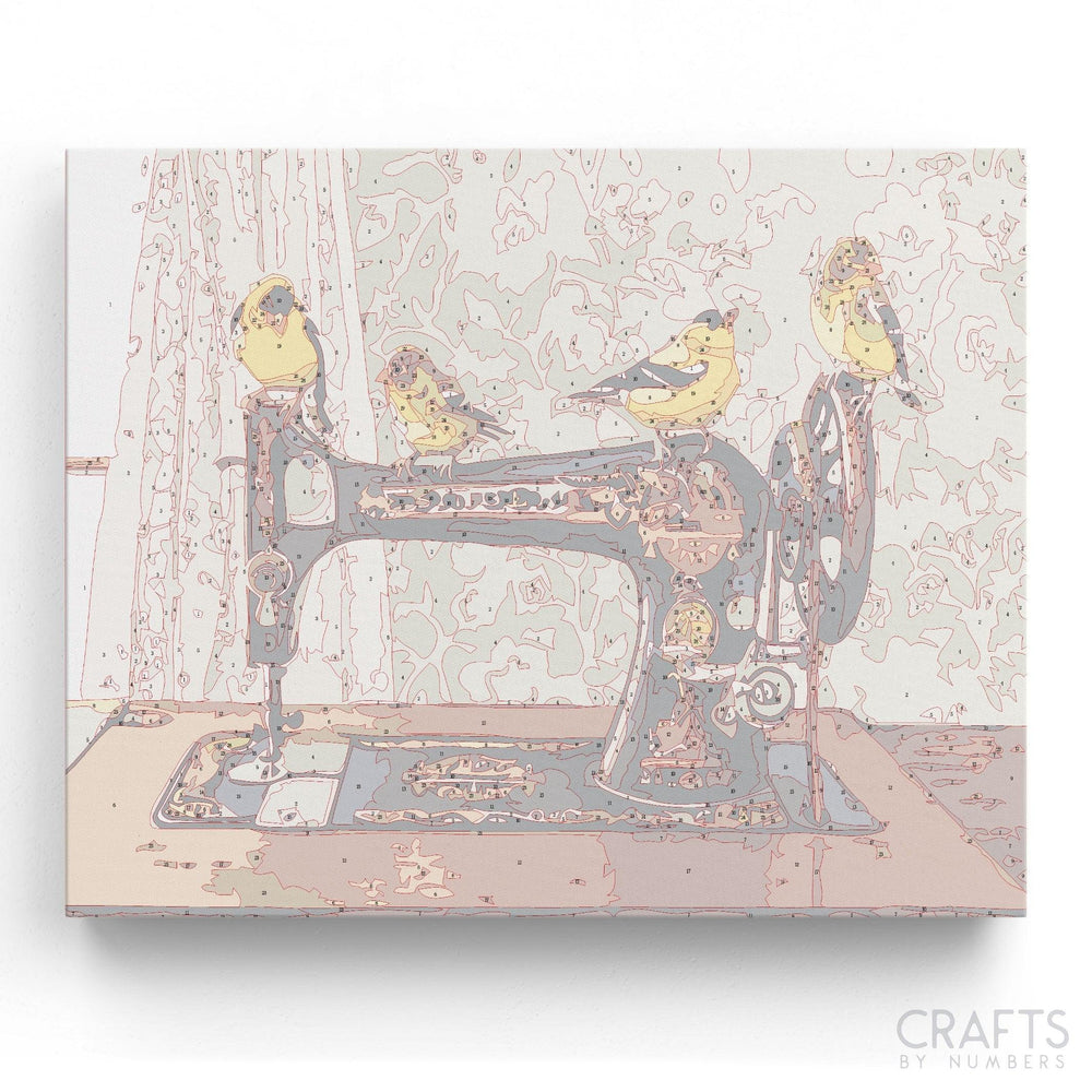 Bird Art Sewing Machine - Crafty By Numbers - Paint by Numbers - Paint by Numbers for Adults - Painting - Canvas - Custom Paint by Numbers