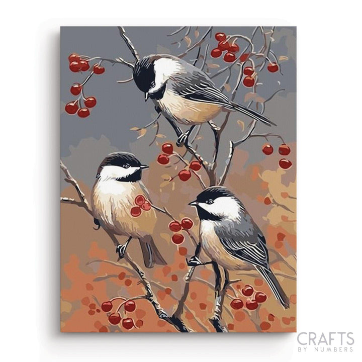 Birds & Red Fruits - Crafty By Numbers - Paint by Numbers - Paint by Numbers for Adults - Painting - Canvas - Custom Paint by Numbers