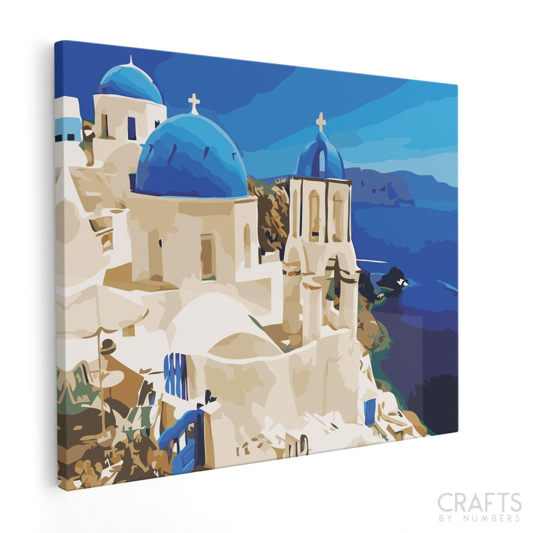 Blue Santorini Banlana - Crafty By Numbers - Paint by Numbers - Paint by Numbers for Adults - Painting - Canvas - Custom Paint by Numbers