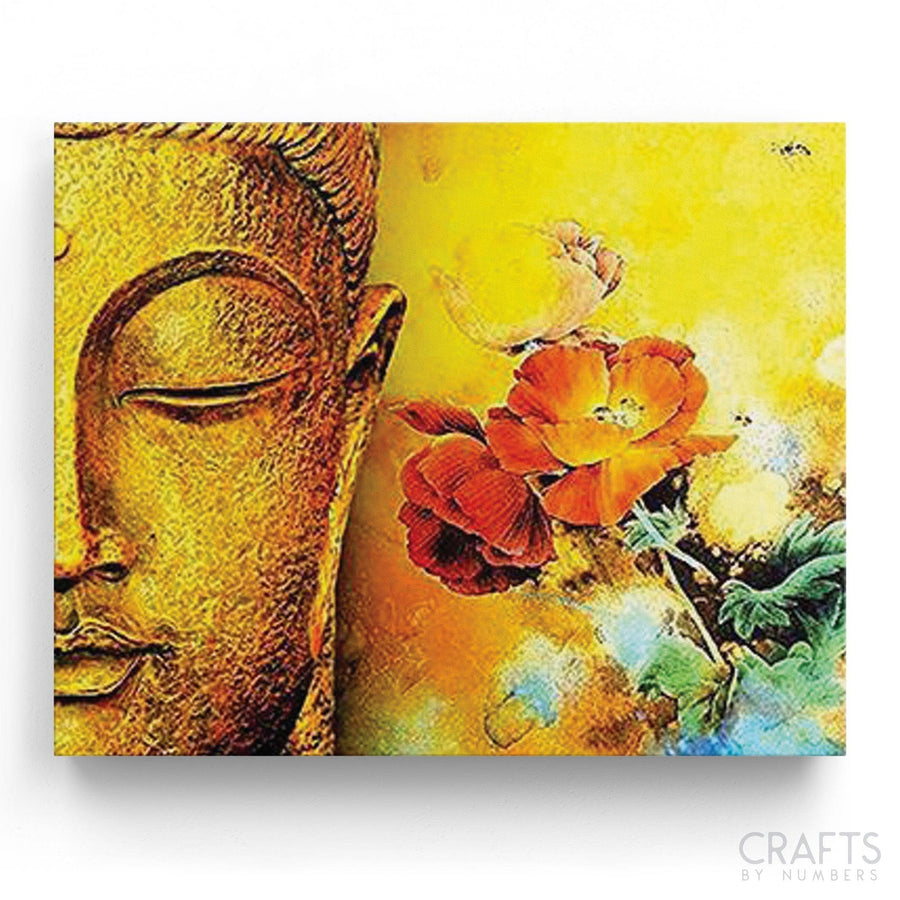 Buddha Statue In Yellow Paint - Crafty By Numbers - Paint by Numbers - Paint by Numbers for Adults - Painting - Canvas - Custom Paint by Numbers