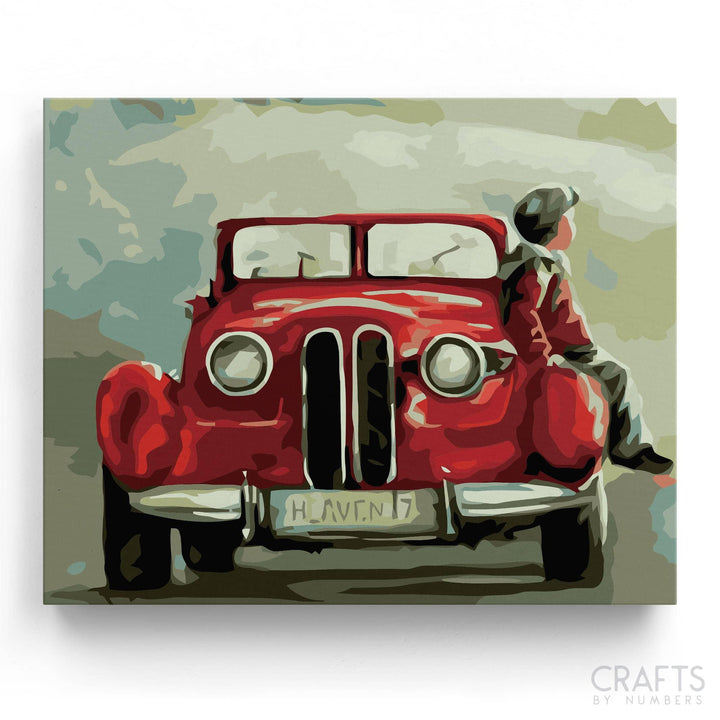 Child Waiting On Antique Car - Crafty By Numbers - Paint by Numbers - Paint by Numbers for Adults - Painting - Canvas - Custom Paint by Numbers