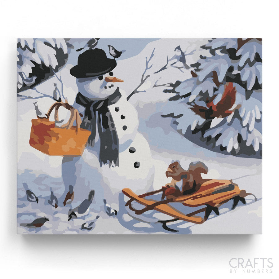 Christmas Gift Snowman - Crafty By Numbers - Paint by Numbers - Paint by Numbers for Adults - Painting - Canvas - Custom Paint by Numbers