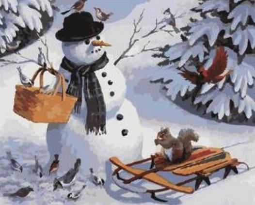 Christmas Gift Snowman numbered canvas before painting