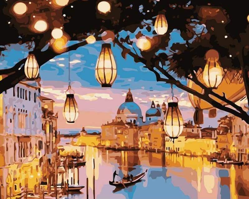 City Lights Of Venice numbered canvas ready for painting
