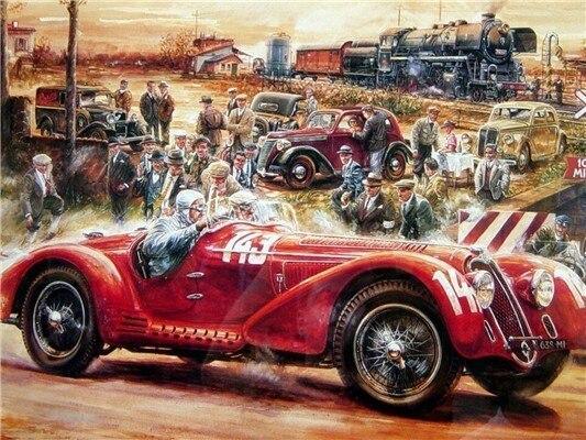 Classic Red Racing Cars - Crafty By Numbers - Paint by Numbers - Paint by Numbers for Adults - Painting - Canvas - Custom Paint by Numbers