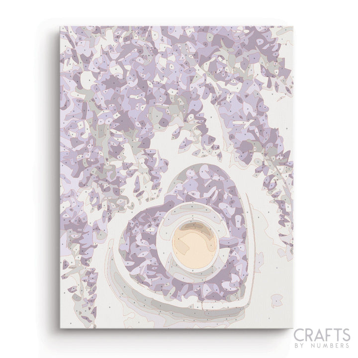 Coffee And Purple Flowers Art - Crafty By Numbers - Paint by Numbers - Paint by Numbers for Adults - Painting - Canvas - Custom Paint by Numbers