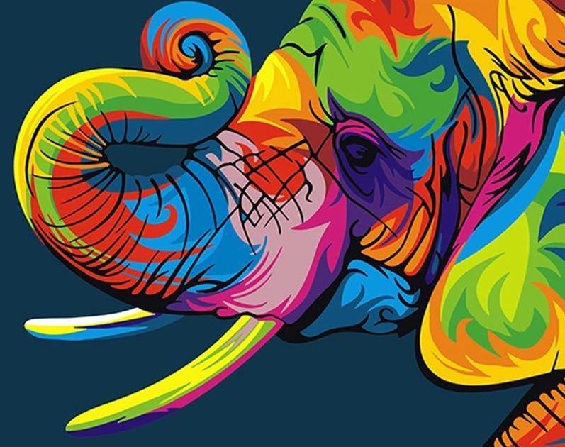 Colorful Elephant - Crafty By Numbers - Paint by Numbers - Paint by Numbers for Adults - Painting - Canvas - Custom Paint by Numbers