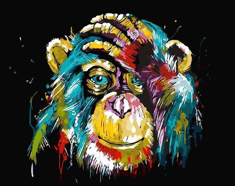 Bunter Affe – Crafty By Numbers – Malen nach Zahlen – Malen nach Zahlen für Erwachsene – Gemälde – Leinwand – individuelles Malen nach Zahlen