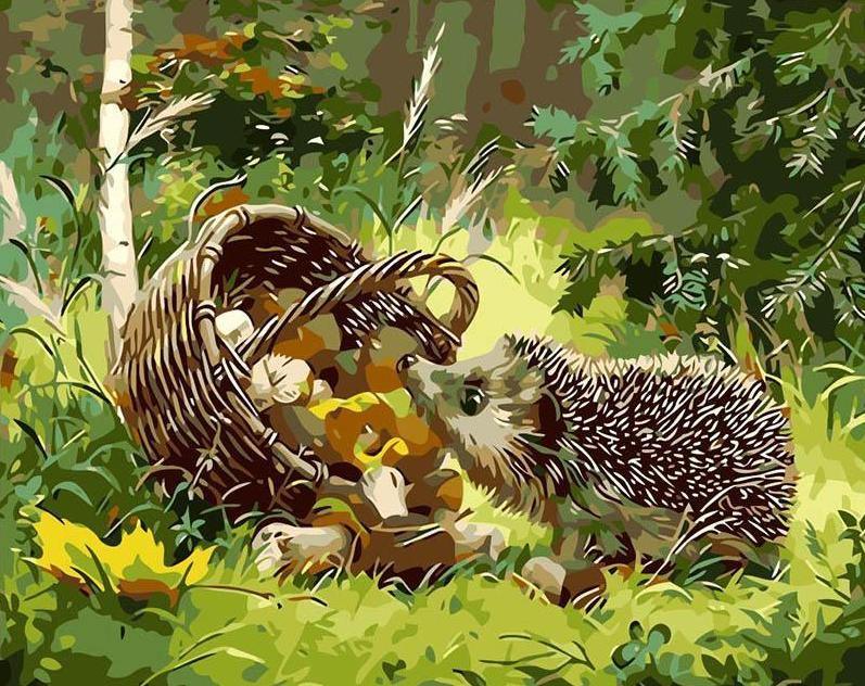 Neugieriger Igel – Crafty By Numbers – Malen nach Zahlen – Malen nach Zahlen für Erwachsene – Gemälde – Leinwand – individuelles Malen nach Zahlen