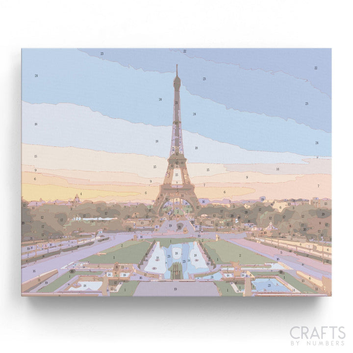 Eiffel Tower Evening - Crafty By Numbers - Paint by Numbers - Paint by Numbers for Adults - Painting - Canvas - Custom Paint by Numbers