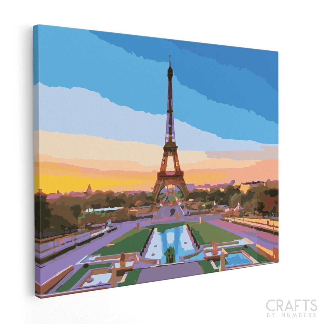 Eiffel Tower Evening - Crafty By Numbers - Paint by Numbers - Paint by Numbers for Adults - Painting - Canvas - Custom Paint by Numbers
