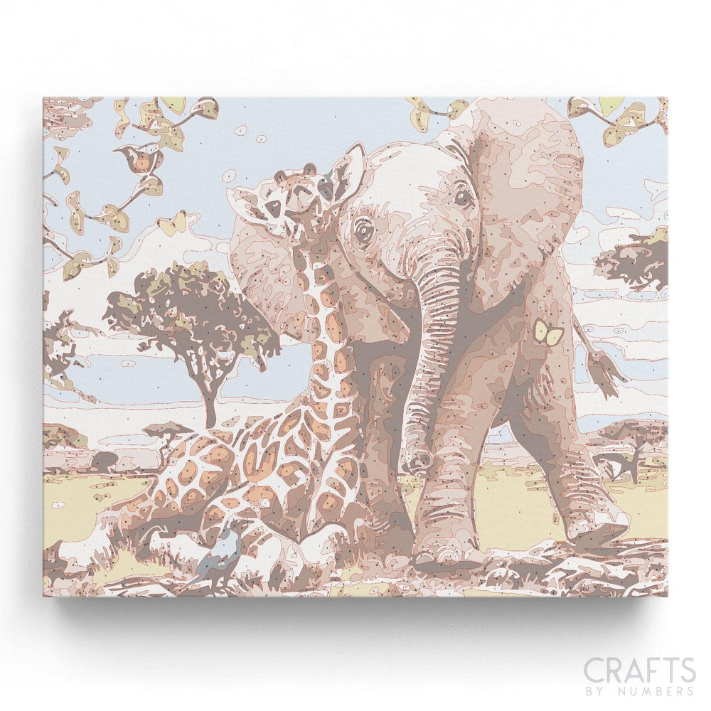 Elephant and Giraffe Safari - Crafty By Numbers - Paint by Numbers - Paint by Numbers for Adults - Painting - Canvas - Custom Paint by Numbers
