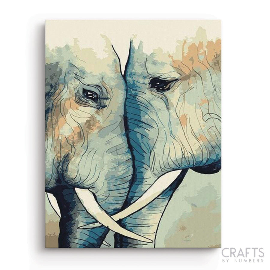 Elephant Couple - Crafty By Numbers - Paint by Numbers - Paint by Numbers for Adults - Painting - Canvas - Custom Paint by Numbers