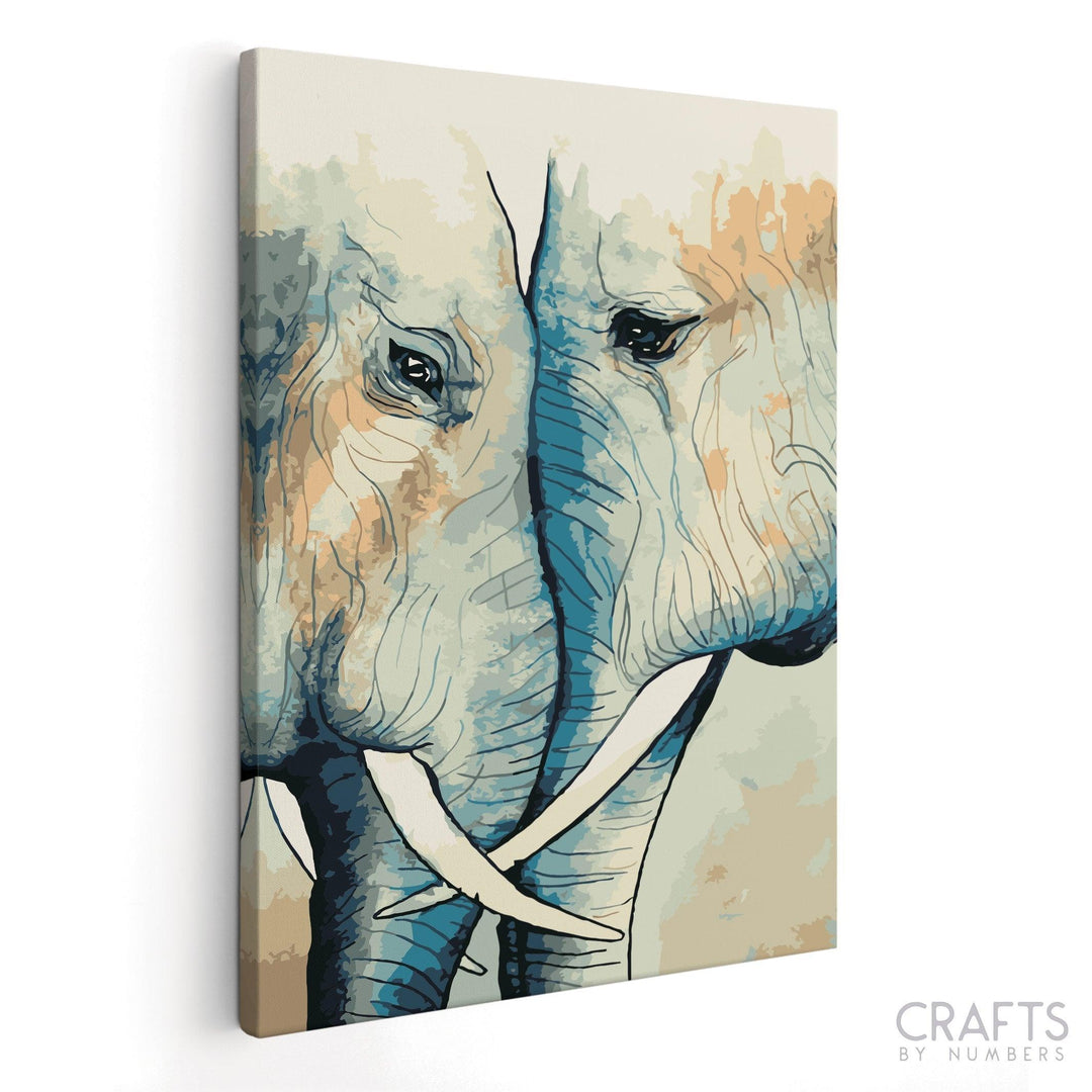 Elephant Couple - Crafty By Numbers - Paint by Numbers - Paint by Numbers for Adults - Painting - Canvas - Custom Paint by Numbers