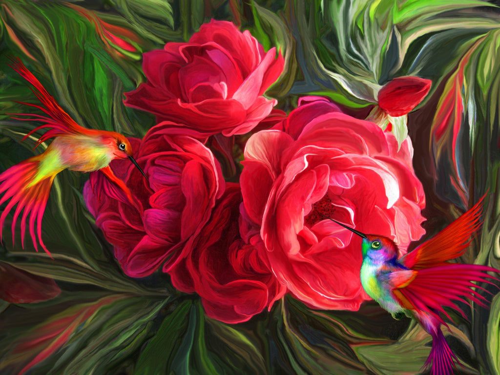 Flower Hummingbirds - Crafty By Numbers - Paint by Numbers - Paint by Numbers for Adults - Painting - Canvas - Custom Paint by Numbers