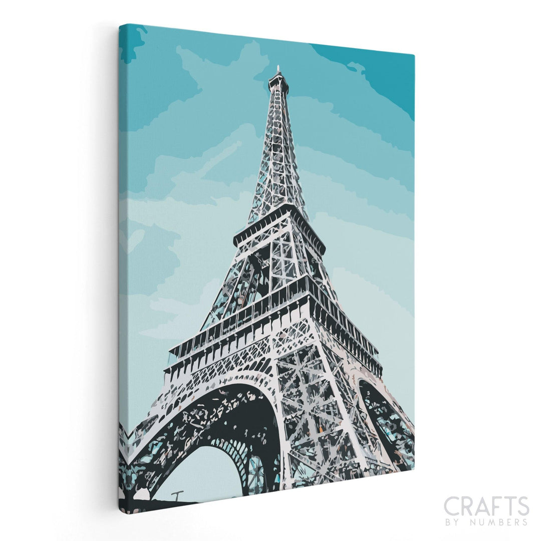 France Low Angle Eiffel Tower - Crafty By Numbers - Paint by Numbers - Paint by Numbers for Adults - Painting - Canvas - Custom Paint by Numbers