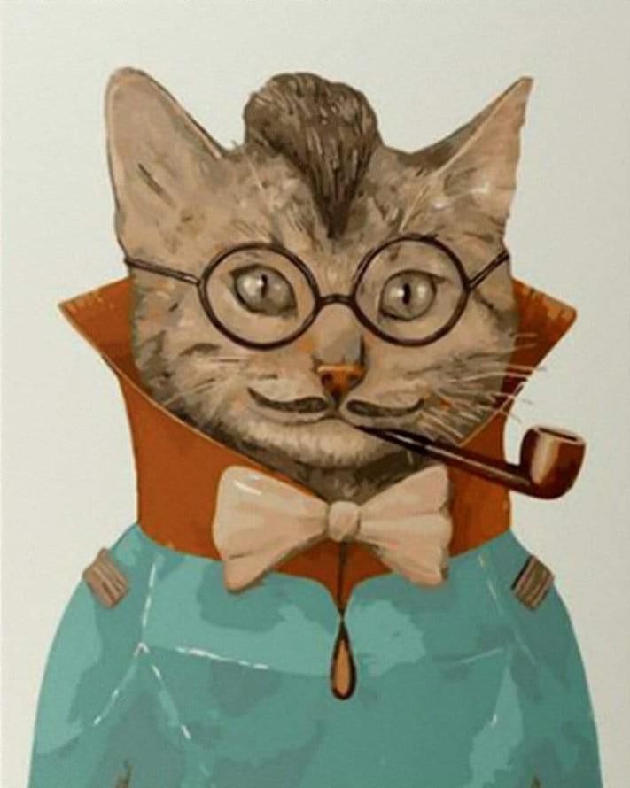 Gentleman Sr. Cat - Crafty By Numbers - Paint by Numbers - Paint by Numbers for Adults - Painting - Canvas - Custom Paint by Numbers