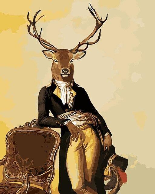 Gentleman Sr. Deer – Crafty By Numbers – Malen nach Zahlen – Malen nach Zahlen für Erwachsene – Gemälde – Leinwand – individuelles Malen nach Zahlen
