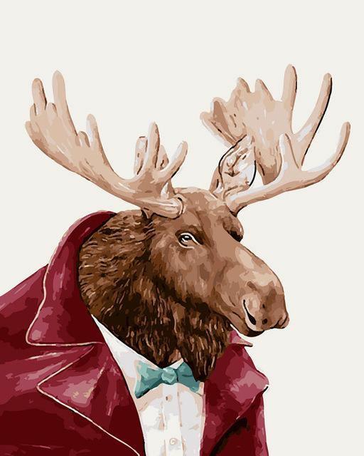 Gentleman Sr. Moose - Crafty By Numbers - Paint by Numbers - Paint by Numbers for Adults - Painting - Canvas - Custom Paint by Numbers