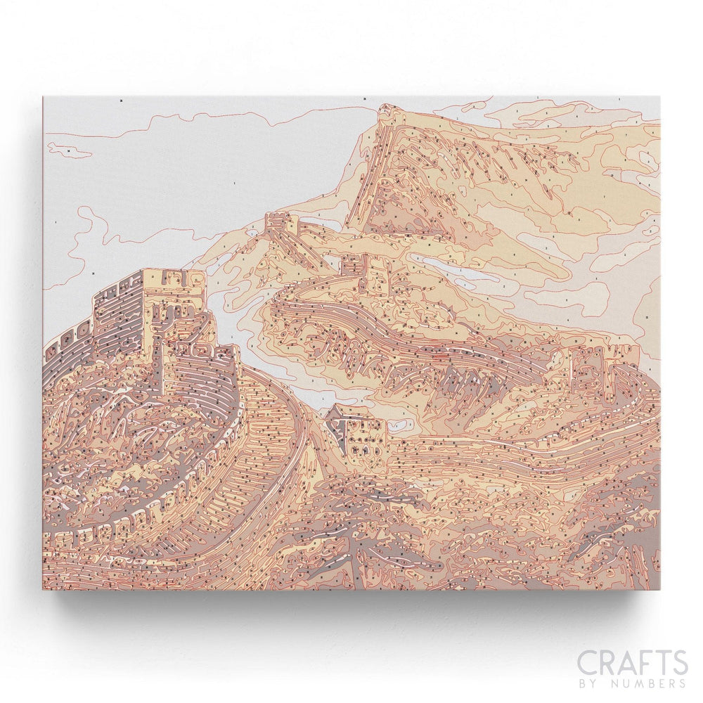 Gold Great Wall Of China - Crafty By Numbers - Paint by Numbers - Paint by Numbers for Adults - Painting - Canvas - Custom Paint by Numbers