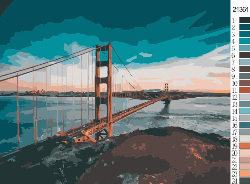 Golden Gate Sea numbered canvas before painting