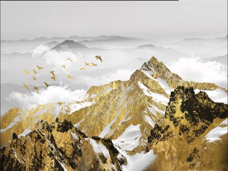 Golden Mountains Landscape numbered canvas before painting