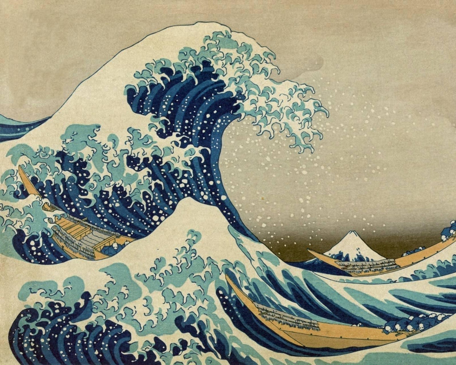 Great Wave off Kanagawa numbered canvas with Mount Fuji