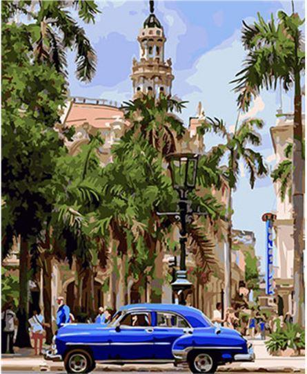 Havana Cuba Car - Crafty By Numbers - Paint by Numbers - Paint by Numbers for Adults - Painting - Canvas - Custom Paint by Numbers