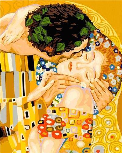 Kiss Zoom - Gustav Klimt - Crafty By Numbers - Paint by Numbers - Paint by Numbers for Adults - Painting - Canvas - Custom Paint by Numbers