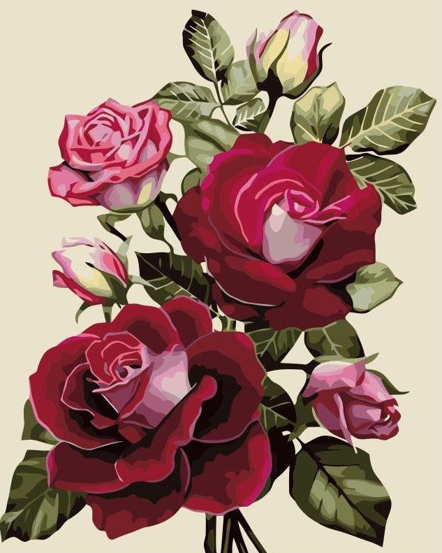 Vida de rosas rojas - Crafty By Numbers - Pintura por números - Pintura por números para adultos - Pintura - Lienzo - Pintura personalizada por números