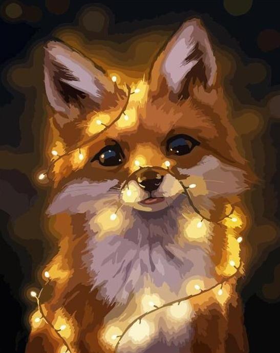 Lighted Fox - Crafty By Numbers - Paint by Numbers - Paint by Numbers for Adults - Painting - Canvas - Custom Paint by Numbers