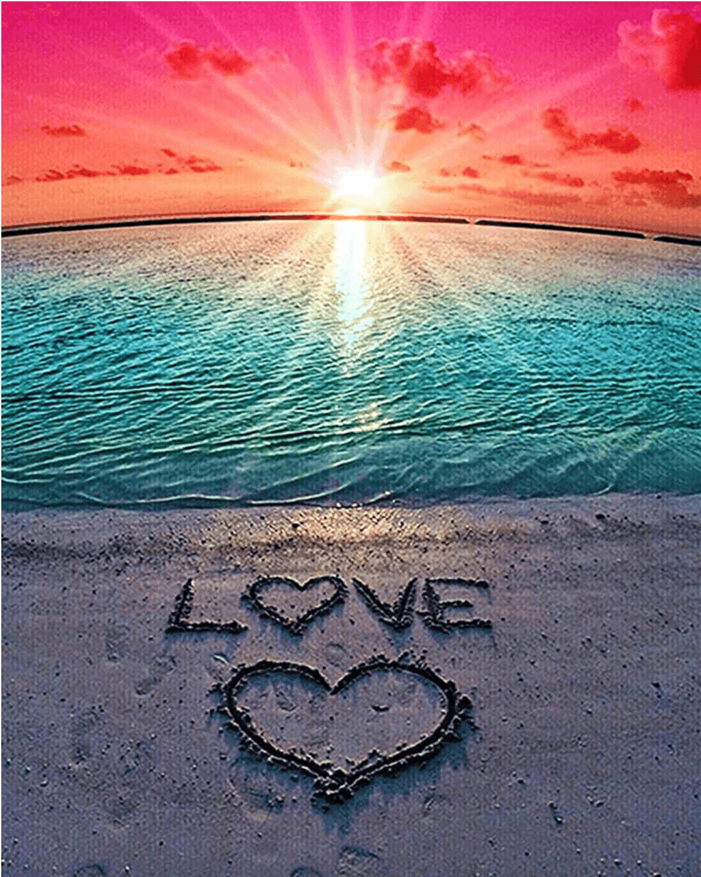 Full-color artwork for the Love Beach paint by numbers design.