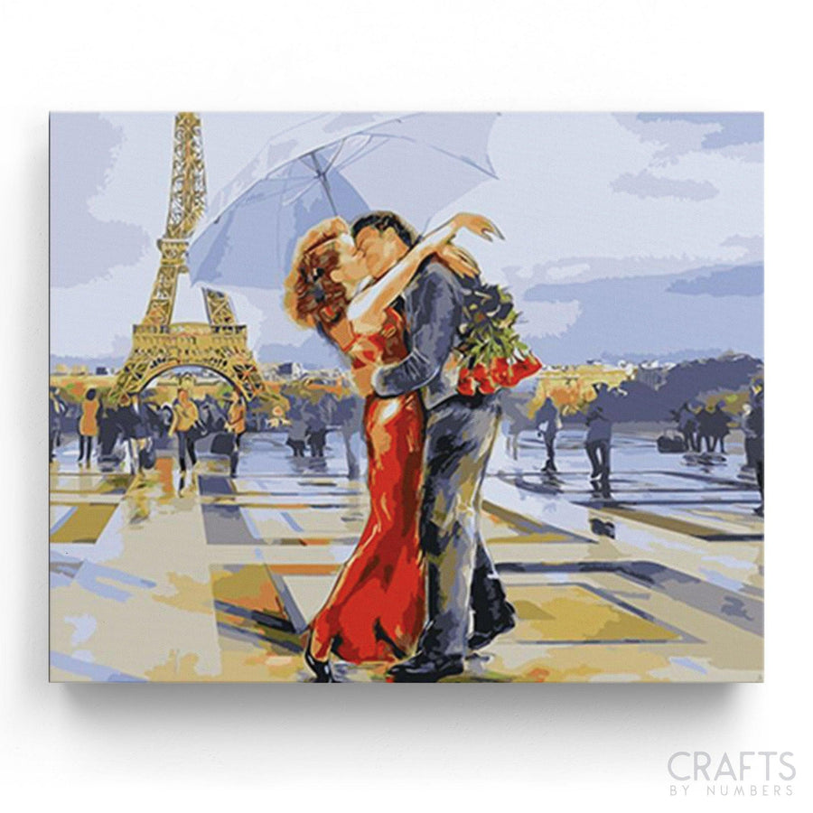 Love Couple Hug Eiffel Tower - Crafty By Numbers - Paint by Numbers - Paint by Numbers for Adults - Painting - Canvas - Custom Paint by Numbers