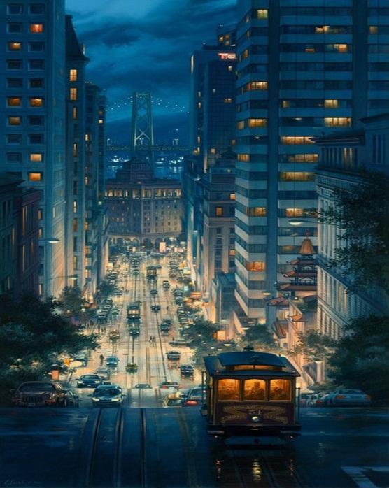 San Francisco Night numbered canvas before painting