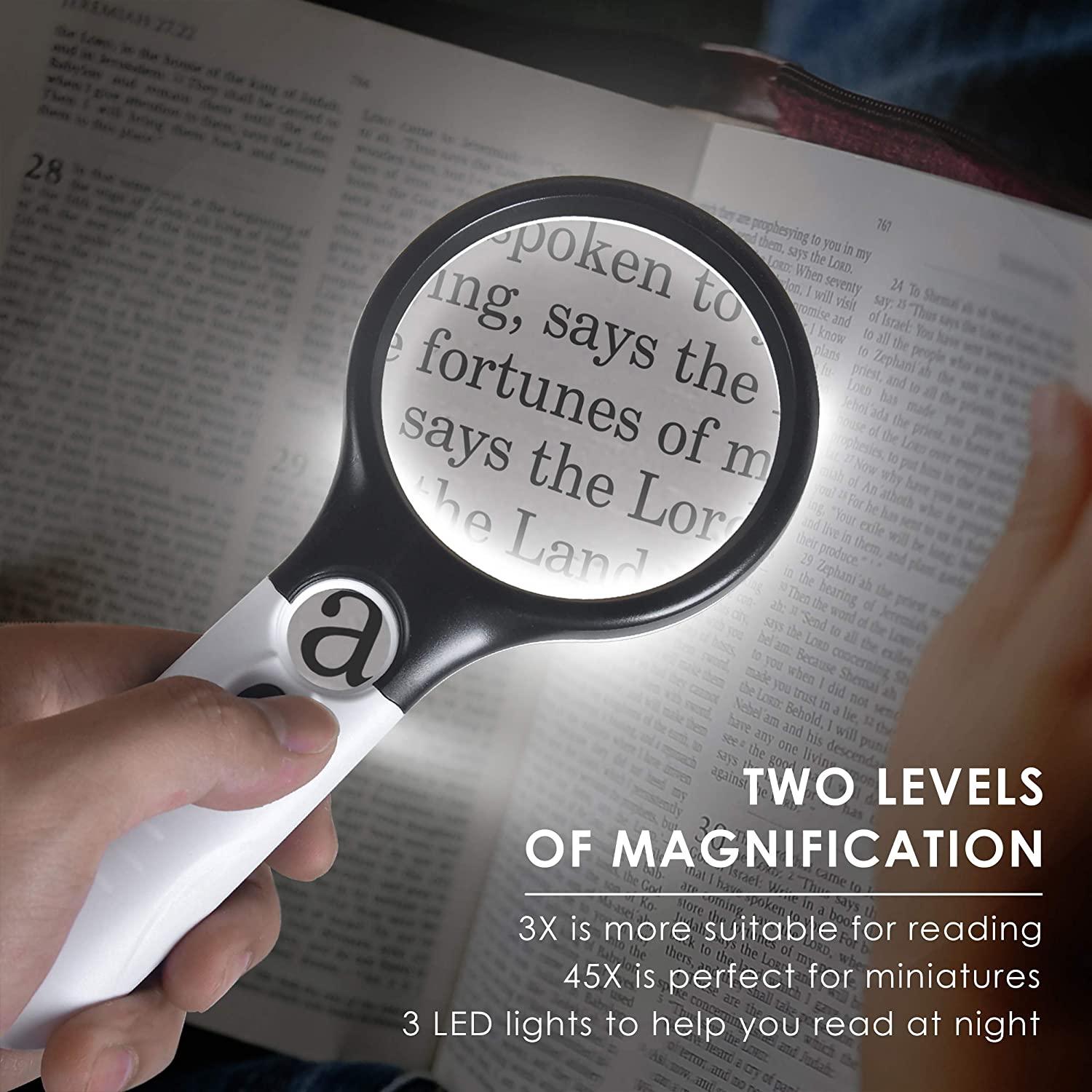 Magnifying Glass with Light Handheld 3X & 45X - Crafty By Numbers - Paint by Numbers - Paint by Numbers for Adults - Painting - Canvas - Custom Paint by Numbers