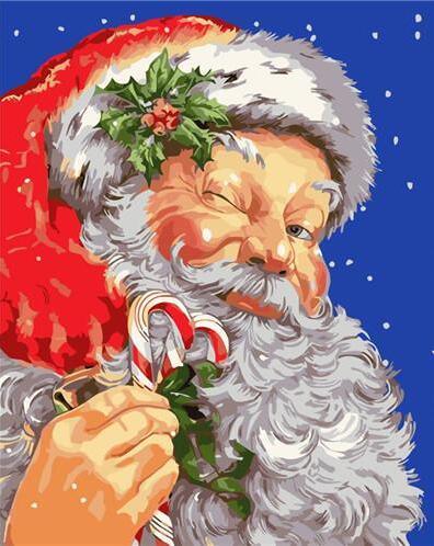 Mischievous Santa numbered canvas before painting
