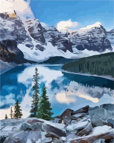 Moraine Lake numbered canvas ready for painting