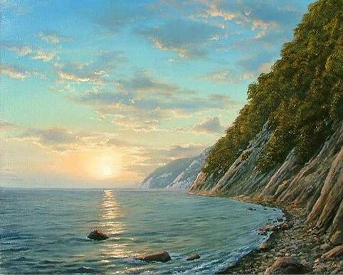 Mountain River Sunset numbered canvas before painting