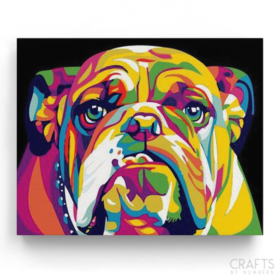 Neon Bulldog - Crafty By Numbers - Paint by Numbers - Paint by Numbers for Adults - Painting - Canvas - Custom Paint by Numbers