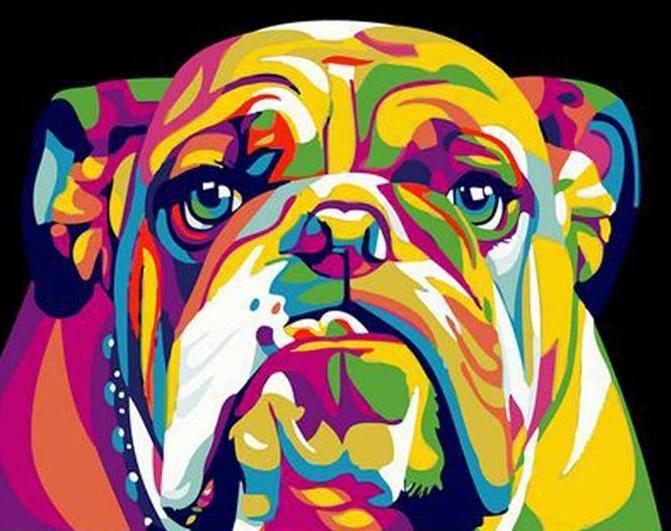 Neon Bulldog - Crafty By Numbers - Paint by Numbers - Paint by Numbers for Adults - Painting - Canvas - Custom Paint by Numbers