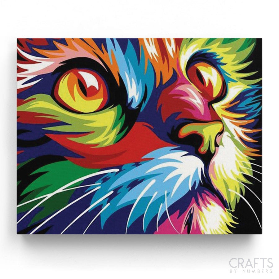 Neon Cat - Crafty By Numbers - Paint by Numbers - Paint by Numbers for Adults - Painting - Canvas - Custom Paint by Numbers
